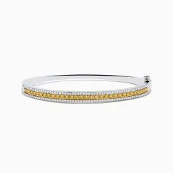 Bracelets|Effy Jewelry Canare` 14K Two Tone Yellow and White Diamond Bangle