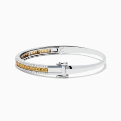 Bracelets|Effy Jewelry Canare` 14K Two Tone Yellow and White Diamond Bangle