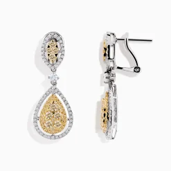 Earrings|Effy Jewelry Canare` 14K Two Tone Yellow and White Diamond Earrings