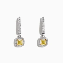 Earrings|Effy Jewelry Canare 18K Two-Tone Cushion Cut Yellow Diamond Drop Earrings, 1.06 TCW