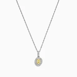 Necklaces & Pendants|Effy Jewelry Canare 18K Two-Tone Gold Oval Yellow Diamond Pendant, 0.46 TCW