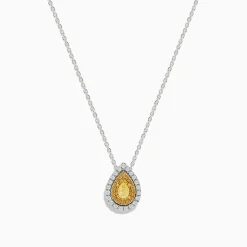 Necklaces & Pendants|Effy Jewelry Canare 14K Two-Tone Gold Pear Shaped Yellow Diamond Pendant