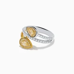 Rings|Effy Jewelry Canare 18K Two-Tone Gold Pear Shaped Yellow Diamond Bypass Ring