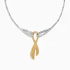 Necklaces & Pendants|Effy Jewelry Canare 14K Two-Tone Gold Yellow Diamond Cancer Awareness Necklace