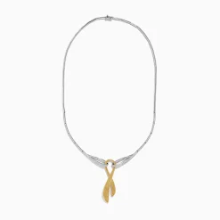 Necklaces & Pendants|Effy Jewelry Canare 14K Two-Tone Gold Yellow Diamond Cancer Awareness Necklace
