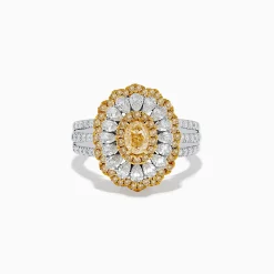 Rings|Effy Jewelry Canare 18K Two-Tone Yellow and White Diamond Layered Oval Halo Ring