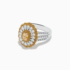 Rings|Effy Jewelry Canare 18K Two-Tone Yellow and White Diamond Layered Oval Halo Ring