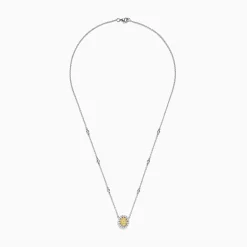 Necklaces & Pendants|BH Multi Canare 14K White Gold Oval Halo Yellow Diamond Pendant Necklace, 0.81 TCW