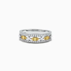 Rings|BH Multi Canare 14K White Gold Yellow and White Diamond Ring, 0.42 TCW