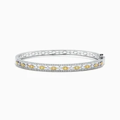 Bracelets|BH Multi Canare 14K White Gold Yellow and White Diamond Bangle, 1.27 TCW