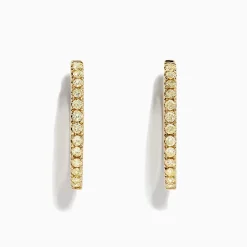Earrings|BH Multi Canare 14K Yellow Gold Yellow Diamond 7/8" Hoop Earrings, 0.57 TCW