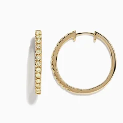Earrings|BH Multi Canare 14K Yellow Gold Yellow Diamond 7/8" Hoop Earrings, 0.57 TCW