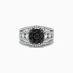 Rings|Effy Jewelry Caviar 14K White Gold White and Black Diamond Ring