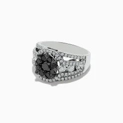 Rings|Effy Jewelry Caviar 14K White Gold White and Black Diamond Ring