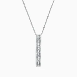 Necklaces & Pendants|Effy Jewelry Classique 14K White Gold Diamond Vertical Necklace, 0.61 TCW