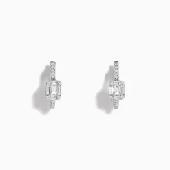 Earrings|BH Multi Classique 14K White Gold Diamond 1/2" Huggie Earrings, 0.49 TCW