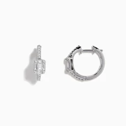 Earrings|BH Multi Classique 14K White Gold Diamond 1/2" Huggie Earrings, 0.49 TCW