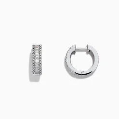Earrings|Effy Jewelry Classique 14K White Gold 1/2"Diamond Hoop Earrings 0.55 TCW