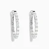 Earrings|Effy Jewelry Classique 14K White Gold Diamond Hoop Earrings
