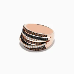 Rings|Effy Jewelry Confetti 14K Rose Gold Black, White and Espresso Diamond Ring, 1.36 TCW