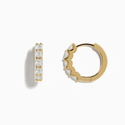 Earrings|Effy Jewelry D'Oro 14 Karat Yellow Gold 5/8" Diamond Hoop Earrings 0.98 TCW