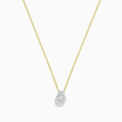 Necklaces & Pendants|Effy Jewelry D'Oro 14 Karat Yellow Gold Pave Diamond Pear Shape Pendant