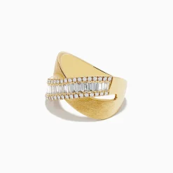 Rings|Effy Jewelry D'Oro 14K Brushed Yellow Gold Diamond Criss Cross Ring