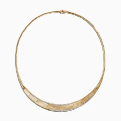Necklaces & Pendants|Effy Jewelry D'Oro 14K Brushed Yellow Gold Diamond Collar Necklace, 0.90 TCW