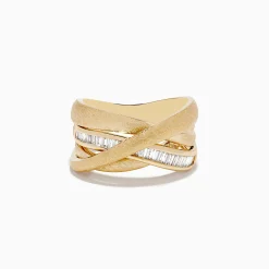Rings|Effy Jewelry D'Oro 14K Brushed Yellow Gold Diamond Crossover Ring 0.39 TCW