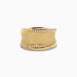 Rings|Effy Jewelry D'Oro 14K Brushed Yellow Gold Diamond Accented Ring