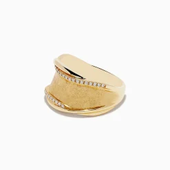 Rings|Effy Jewelry D'Oro 14K Brushed Yellow Gold Diamond Accented Ring