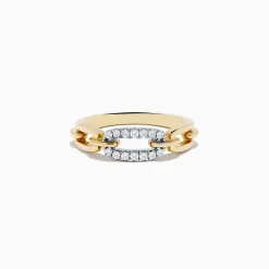 Rings|Effy Jewelry D'Oro 14K Two Tone Gold Diamond Interlocking Links Ring