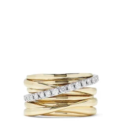 Rings|Effy Jewelry D'Oro 14K Yellow and White Gold Diamond Crossover Ring, 0.39 TCW