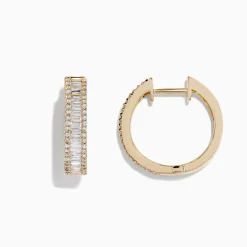 Earrings|Effy Jewelry D'Oro 14K Yellow Gold 3/4" Diamond Hoop Earrings, 0.94 TCW