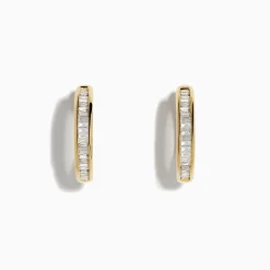 Earrings|Effy Jewelry D'oro 14K Yellow Gold 5/8" Diamond Hoop Earrings 0.47 TCW