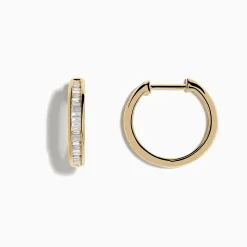 Earrings|Effy Jewelry D'oro 14K Yellow Gold 5/8" Diamond Hoop Earrings 0.47 TCW