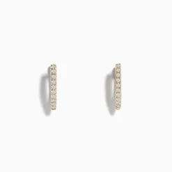Earrings|Effy Jewelry D'Oro 14k Yellow Gold 3/8" Diamond Huggie Earrings 0.22 TCW