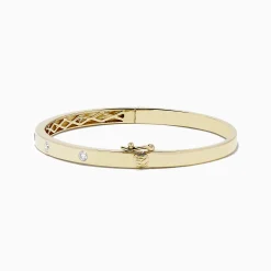 Bracelets|Effy Jewelry D'Oro 14k Yellow Gold Bezel Set Diamond Bangle 0.35 TCW