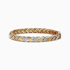 Bracelets|Effy Jewelry D'oro 14K Yellow Gold Braided Chain Link Diamond Bracelet 1.39 TCW