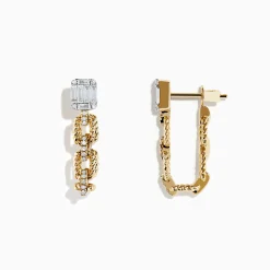 Earrings|Effy Jewelry D'Oro 14K Yellow Gold Chain Link Diamond Earrings