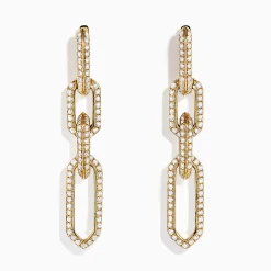 Earrings|Effy Jewelry D'Oro 14K Yellow Gold Chain Link Diamond Drop Earrings