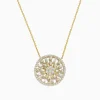 Necklaces & Pendants|Effy Jewelry D'Oro 14K Yellow Gold Circled Flower Diamond Pendant 1.14 TCW