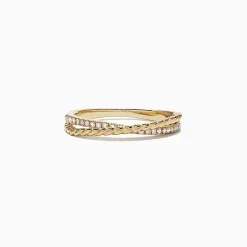 Rings|Effy Jewelry D'Oro 14K Yellow Gold Cross Over Diamond Band, 0.11 TCW