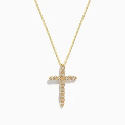 Necklaces & Pendants|Effy Jewelry D'Oro 14K Yellow Gold Diamond Cross Pendant