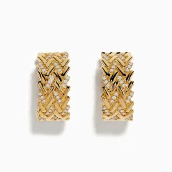 Earrings|Effy Jewelry D'Oro 14K Yellow Gold Diamond Hoop Earrings