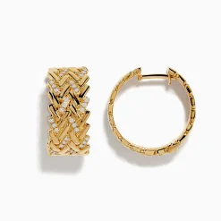 Earrings|Effy Jewelry D'Oro 14K Yellow Gold Diamond Hoop Earrings