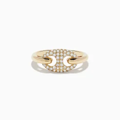 Rings|Effy Jewelry D'oro 14K Yellow Gold Diamond Anchor Chain Ring 0.39 TCW