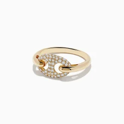Rings|Effy Jewelry D'oro 14K Yellow Gold Diamond Anchor Chain Ring 0.39 TCW