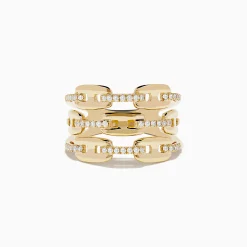 Rings|Effy Jewelry D'oro 14K Yellow Gold Diamond Anchor Chain Ring