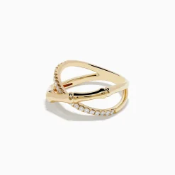 Rings|Effy Jewelry D'Oro 14K Yellow Gold Diamond Criss Cross Bamboo Ring